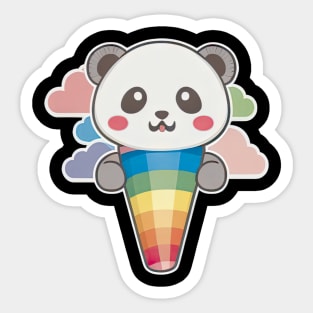 Cute Kawaii Panda Pride with rainbow ice con Sticker